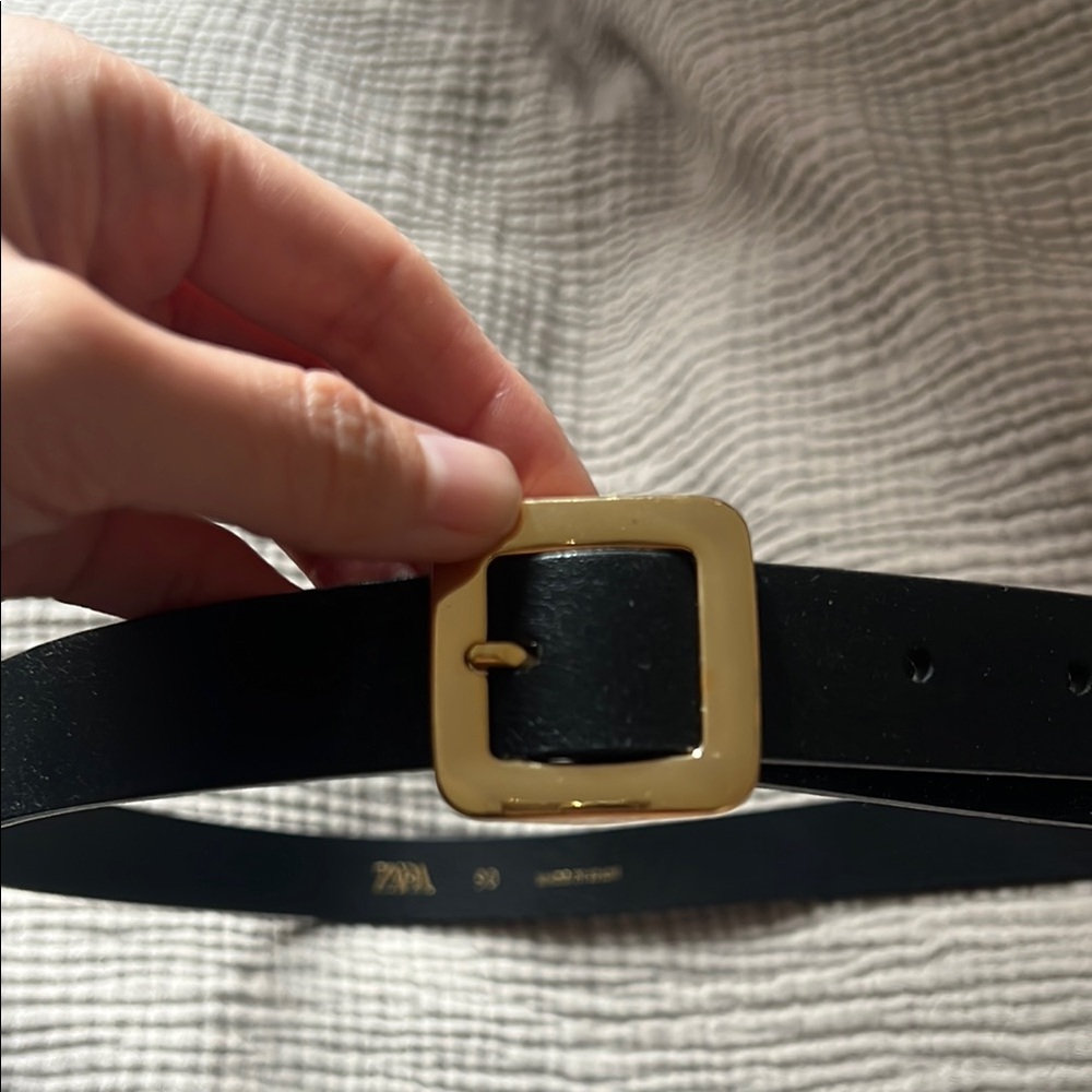 Zara Black Belt with Gold Buckle